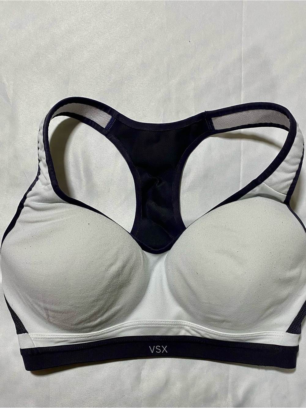 VSX White and Black Padded Racerback Sports Bra